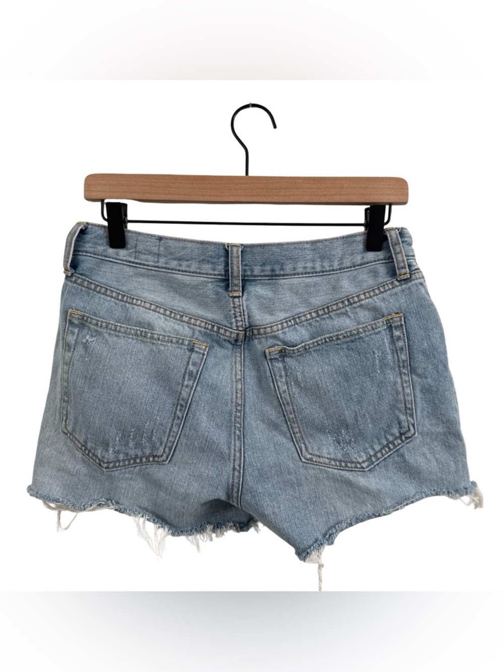 Free People Washed Blue Distressed Denim Cutoff Shorts - Picture 2 of 5